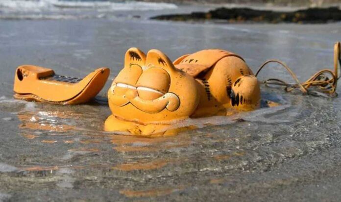 Garfield phone that washed up on a beach